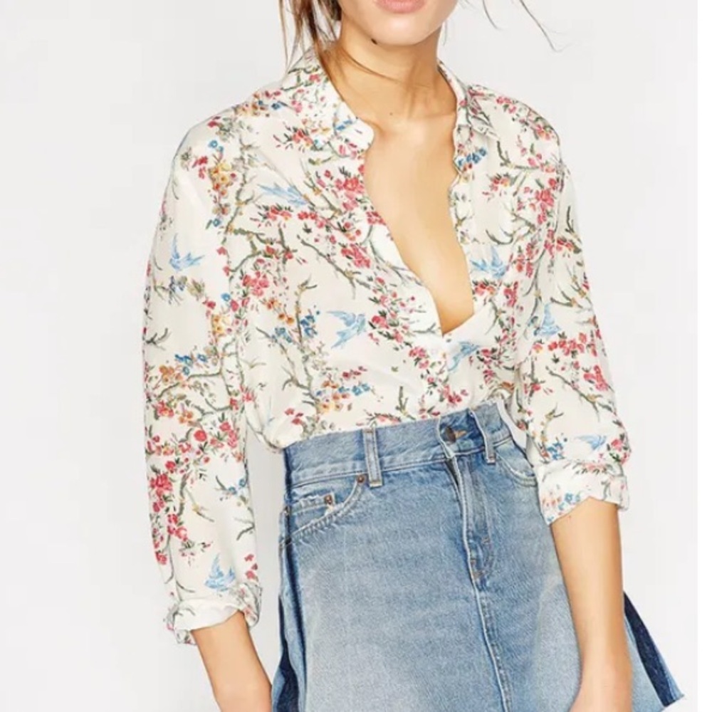 The Kooples White silk Avian Blouse Shirt XS